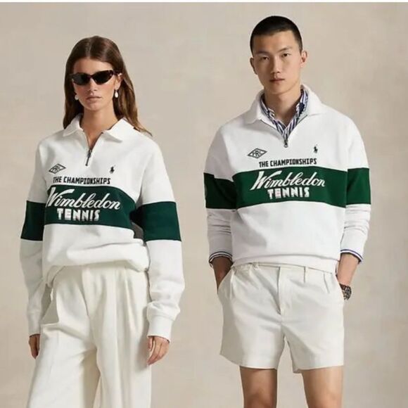 Polo Ralph Lauren Unisex Wimbledon Relaxed-Fit Fleece Sweatshirt - Picture 1 of 7